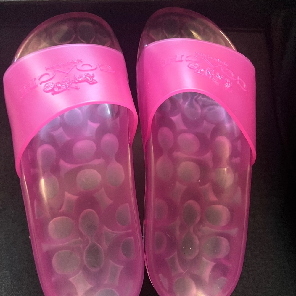 Pink Coach Jelly Slides